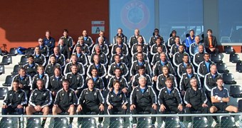 Latvijas futbola vārtsargu treneri UEFA Study group seminārā Beļģijā