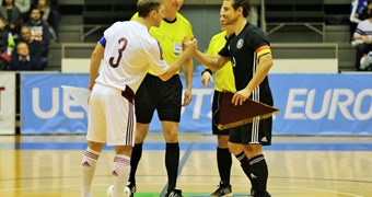 Latvijas telpu futbola izlasei neizšķirts pret Vāciju
