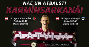 Nāc un atbalsti Latvijas nacionālo futbola izlasi KARMĪNSARKANĀ!