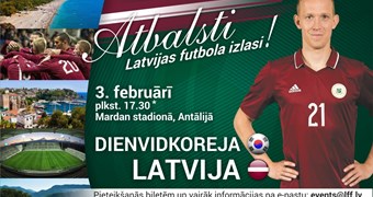 Atbalsti Latvijas izlasi 3. februārī pārbaudes spēlē pret Dienvidkoreju!