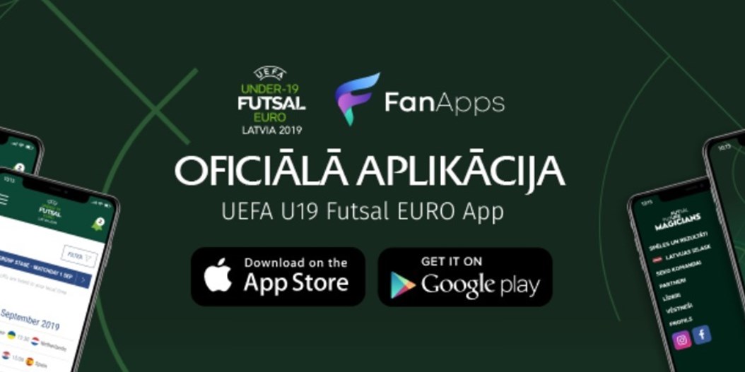 Apritē tiek laista U-19 Eiropas čempionātam telpu futbolā paredzēta aplikācija viedtālruņiem