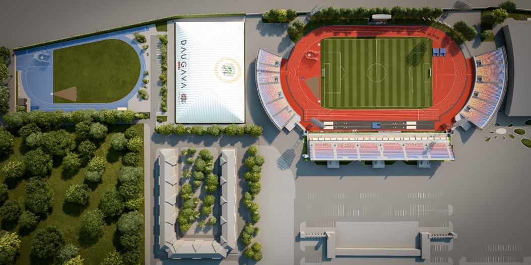 "Daugavas" stadiona teritorijā taps slēgtā futbola halle