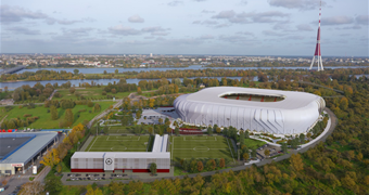 Rīgas dome piešķir zemi Lucavsalā nacionālā futbola stadiona projekta turpināšanai